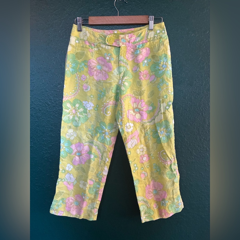 Sigrid Olsen Multicolor linen Floral Pants vintage SP EUC